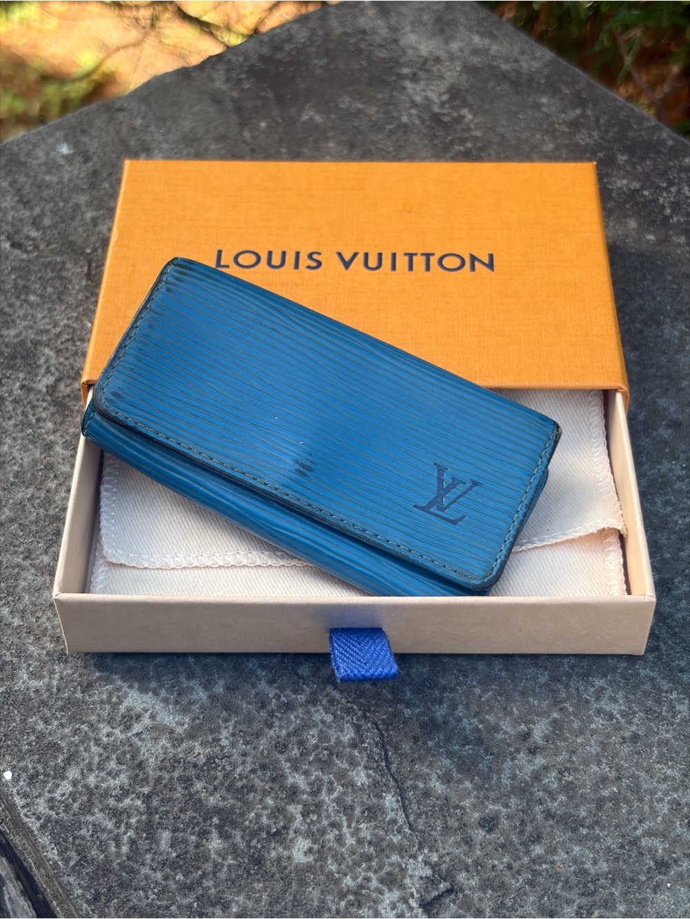 Louis Vuitton Blue Epu Leather 4 Key Holder